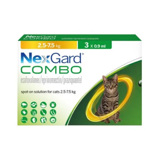Nexgard Combo แมว น้ำหนัก 2.5  7.5 Kg.