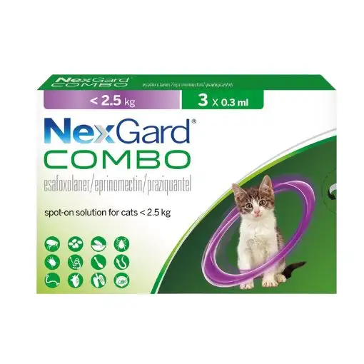 Nexgard Combo แมว น้ำหนัก 0.8  &Lt;2.5 Kg.
